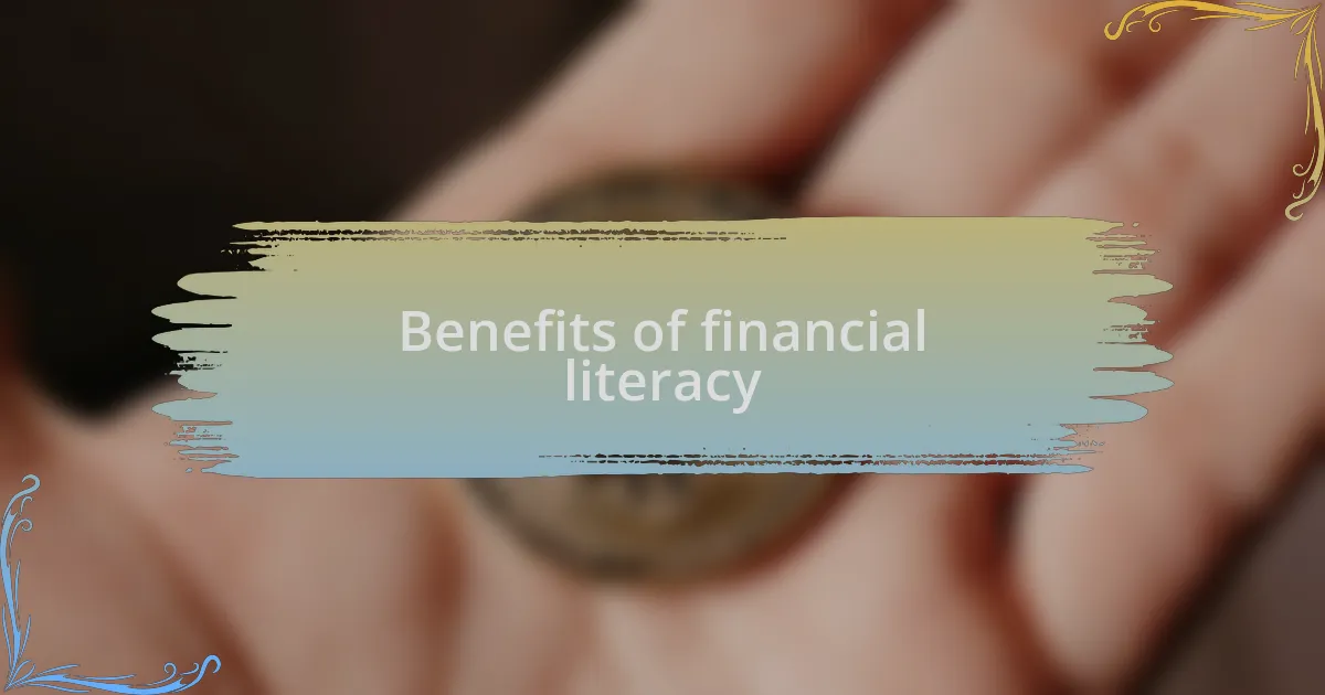 Benefits of financial literacy