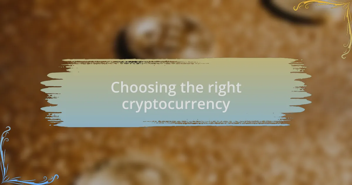 Choosing the right cryptocurrency