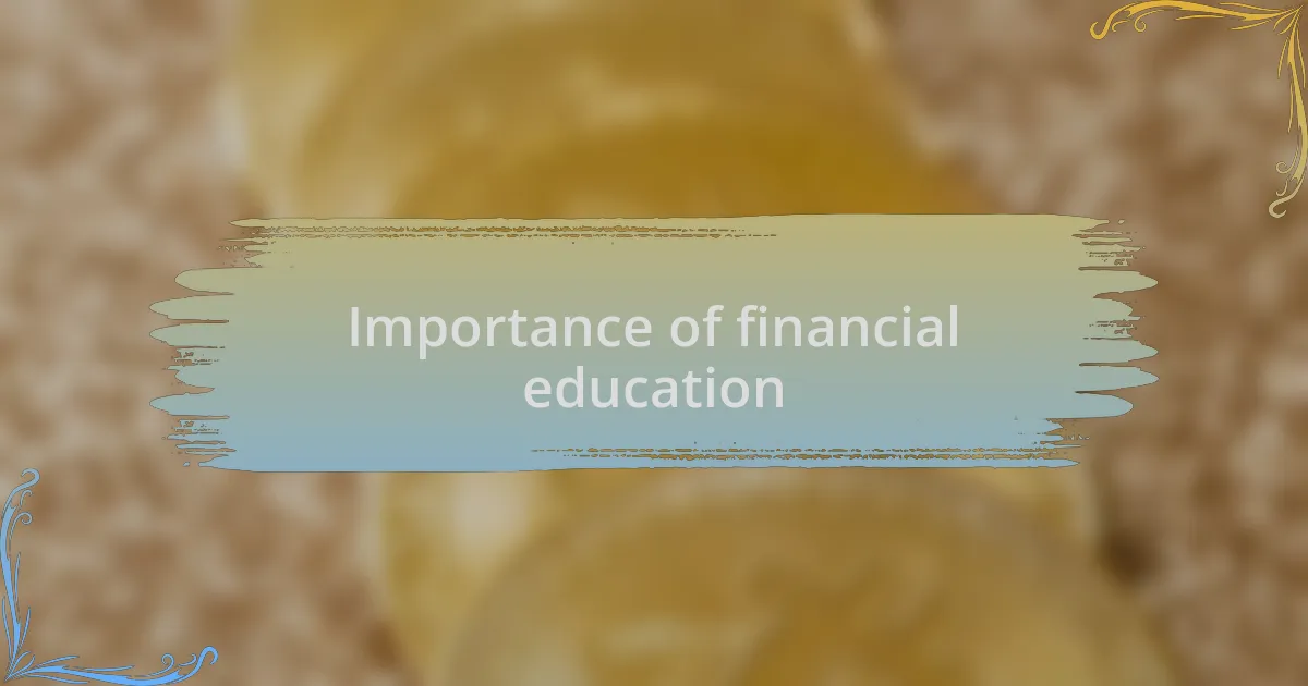 Importance of financial education